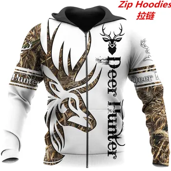 Naujas elnių medžioklės kamufliažas Hoodie 3D atspausdintas arklių Palaidinukė Hoodie rudens mados gatvės stiliaus vyrų atsitiktinis sportinis kostiumas