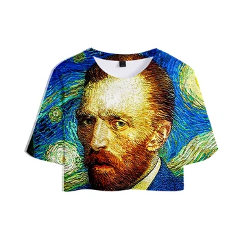 2018 m. Van Gogh 3D Top Marškinėliai Vasarą Medvilnės Kietas Hip-Hop ' Bamba Seksualus trumpomis Rankovėmis T-Shirt Mados Naujų Trumpas Rankovės