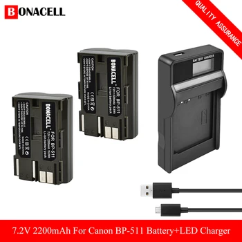 Bonacell BP-511A BP-511 BP 511 511A BP511A Baterija Bateria+LCD USB Kroviklis skirtas Canon G5 G6, G3, G2, G1 EOS 300D 50D, 40D 30D 20D 5D