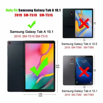 Ultra plonas Flip Stovėti Odinis Magnetas Smart Case Funda Dangtelis Skirtas Samsung Galaxy Tab 10.1 2019 T510 T515 SM-T510 SM-T515