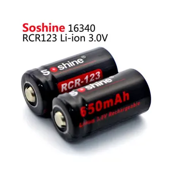 2 Vnt Soshine 650mAh 3.0 V Li-ion RCR123 16340 Įkraunama Baterija, baterijos dėžutė