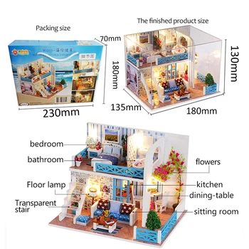 NAUJAS Mini Super Mini Dydis Lėlės Namas, Mediniai Baldai, Žaislai modelių Kūrimo Rinkiniai Lėlių Namų Helen Geriausios Dovanos VAIKAMS