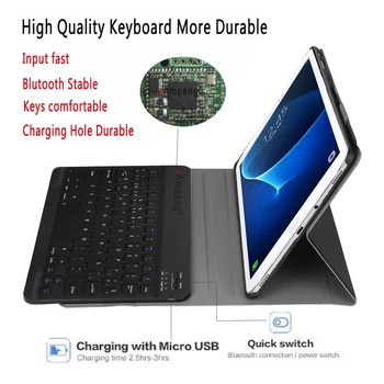 Ispanijos Keyboard Case For Samsung Galaxy Tab A6 10.1 2016 SM-T580 SM-T585 T580 T585 Tablet Odos dangą, Bluetooth Klaviatūra