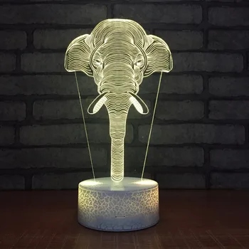 7 spalvų keitimas 3D Ilusion Dramblys Formos Naktį Žibintai LED Stalas Stalo Lempa Namų Apdailos lempos Vaikai Miega Apšvietimas