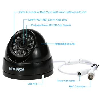 KKmoon 1080P HAINAUT Dome Stebėjimo Kamera 2.0 MP 3.6 mm 1/3