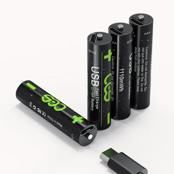 4PCS Didelių pajėgumų 1110mWh CES M702 AAA Micro USB spartusis įkrovimas Li-jonų baterijas