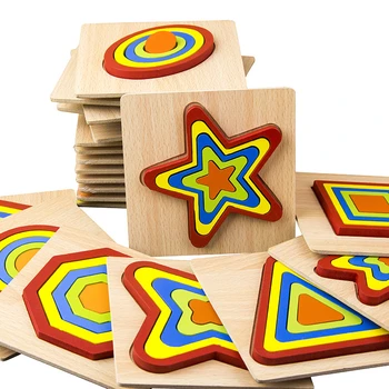 Medinės dėlionės Dėlionės Geometrinių Formų Vaivorykštė Dėlionės Vaikams Berniukų ir Mergaičių Mokymosi Žaislai Montessori Medienos Žaislai
