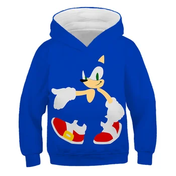 4T-14T nauja vaikų pavasarį ir rudenį modelių, Sonic the hedgehog 3D gobtuvu džemperis berniukams ir mergaitėms hoodie animacinių filmų stiliaus drabužių