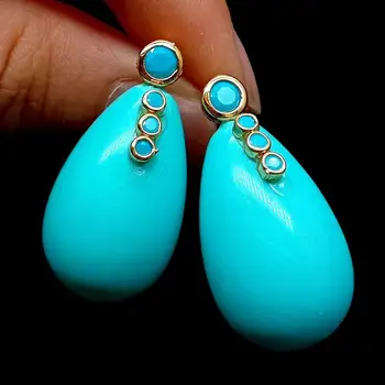 Y·YING Mėlynos Ašaros Sea Shell perlų Kubinis Cirkonis Nutiesti Stud Auskarai mielas stilius moterims