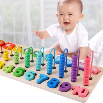 Mediniai Montessori Žaislai, Multi-funkcija Aritmetinis Skaičius Stovo Skaitmeninės Formos Atitikimo Pažinimo Švietimo Žaislai Vaikams Dovanų