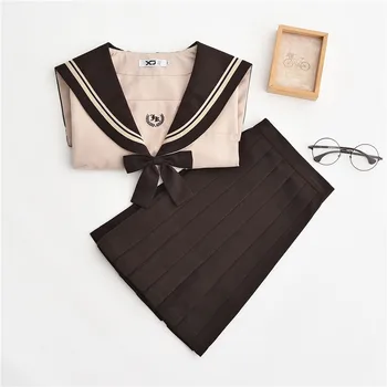 Japonijos Studentų Mokyklos Vienodos Saldus Kolegijos Jk Jūrininkas Kostiumai Lolita Plisuotas Sijonas Kostiumas Ilgomis Rankovėmis Bowtie Marškinėliai Mini Sijonas Rinkiniai