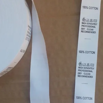 1000pcs Balta skalbimo instrukcijos, spausdinimas žymas, drabužių padengtas nailono juosta priežiūros etiketės 2.2 * 5 cm