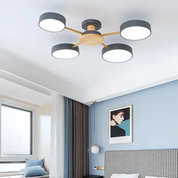 Šiaurės šalių šiuolaikinio minimalistinio liustra miegamasis LED lubų šviestuvas kambarį asmenybės macaron kambarys medienos plius geležies apšvietimas