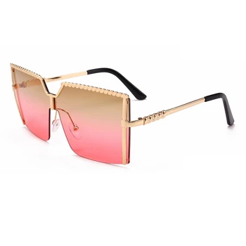 Negabaritinių akiniai nuo saulės Mados Aikštė Frameless integruoti akiniai vyrai akinius Metaliniais rėmais atspalvių moterų gafas de sol mujer