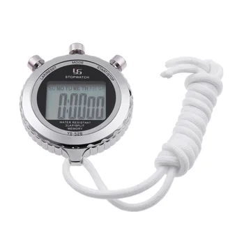 Metalo Skaitmeninis Chronometras, Laikmatis Sporto Counter Vandeniui Nešiojamą LCD Antimagnetic Stop Chronograph Žiūrėti Su virvele