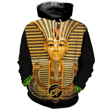 SONSPEE 3D Spausdinimo Retro Senovės Egipto Faraono Vyrų Gobtuvu Hoodie Piramidės Palaidinukė Atsitiktinis ilgomis Rankovėmis Hip-Hop Marškinėliai Jaunimo