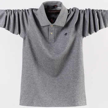 Visą Medvilnės prarasti Polo marškinėliai vyrams, atsitiktinis verslo atvartas polo marškinėliai prekės ilgomis rankovėmis aukštos kokybės plius dydis M-6XL
