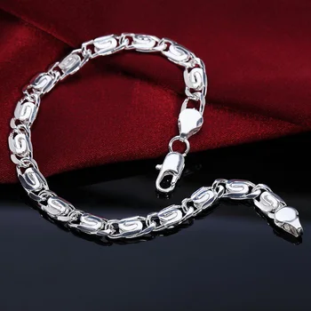 Mados gražus 925 sidabro Kietas apyrankę, moterų, vyrų, grandinės žavesio klasikinis vestuvių dovana aukštos kokybės juvelyriniai dirbiniai didmeninė LH008
