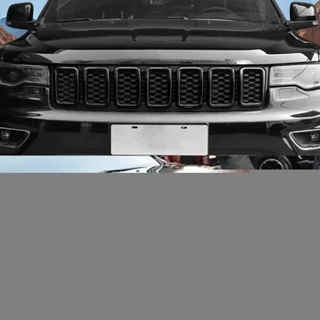 DWCX Juoda ABS Automobilio Priekinės Grotelės, Grotelės Įterpti Žiedas Dangtelis Apdaila Tinka Jeep Grand Cherokee 2017 m. 2018 m. 2019 m.