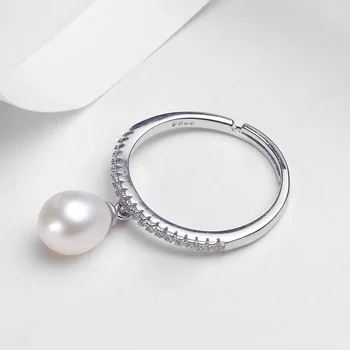 YIKALAISI 925 Sterlingas Sidabro jewelry natūralių gėlavandenių perlų papuošalai Žiedas vandens lašas Perlas Vestuvių Žiedai Moterims