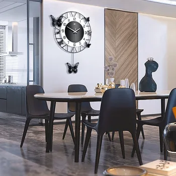 Stiliaus sieninis laikrodis retro Šiaurės šalių šiuolaikinio gyvenimo kambario medinis valandą retro medienos grūdų pakabukas virtuvės puošmena skaitmeninis led sieninis laikrodis