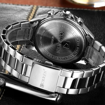 CURREN Prabangos Prekės Vyrų Laikrodžiai Mados Dizaino Mens Watch Atsitiktinis Sporto Chronograph Laikrodis iš Nerūdijančio Plieno, atsparus Vandeniui Laikrodis
