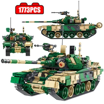 1773pcs T90 Pagrindinis Mūšis WW2 Armijos Tankas modelio Blokai Karinis ginklas Kareivis duomenys Plytų rinkinį, Dovana, Žaislai vaikams
