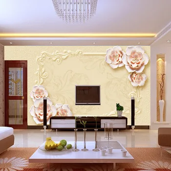 Naujas custom 3D prabangus gėlių sofa-lova, TV foną, didelis freskomis tapetai Europos stiliaus 5D kieto iškilios kambarį miegamasis