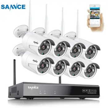 SANNCE 8CH Belaidė VAIZDO stebėjimo Sistema 1080P 2TB HDD 2.0 MP NVR IP IR-CUT Lauko CCTV Kameros, IP Apsaugos Sistemos, Vaizdo Stebėjimo Komplektas