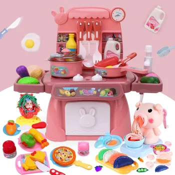 Modeliavimo Vaikų Virtuvės Žaislas Virtuvės Kūdikių Spindesį ir Garso purškiamo Vandens Apsimesti Žaisti Kepimo Lentelės Žaislai Mergaitėms, Berniukams