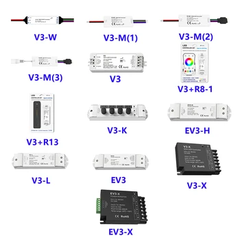 3 kanalai*4A nuolatinės įtampos reguliatorius DC12-24V gali būti naudojamas su RF 2.4 G vienos zonos ar kelių zonai tamsos nuotolinio valdymo