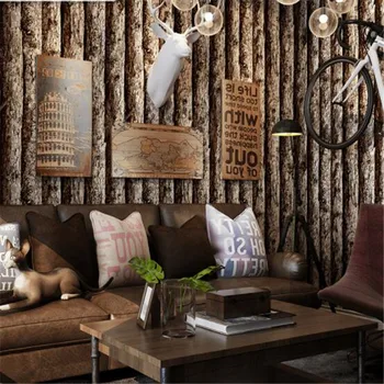 Beibehang medžio Imitacija, tapetai, 3D retro nostalgija kietos medienos rąstų imitacija mediniai modelis Kinų restoranas tapetai