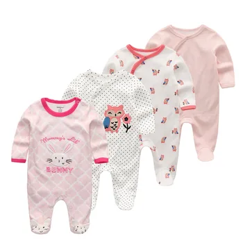 4pcs/daug newbron Kūdikių kojis romper animacinių filmų kūdikių berniukų, mergaičių drabužiai bendras kūdikis Sleepwear kūdikių šilta apranga