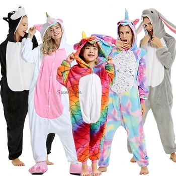 Kigurumi Pajama Vienaragis Onesies Moterų, Vyrų Žiemos Sleepwear Gyvūnų Uniocnrio Kostiumai Suaugusiems Kugurumi Panda Pižamos