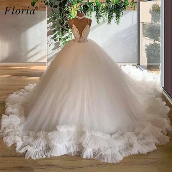 Elegantiškas Balto Vestuvių Suknelės 2020-Line Spageti Boho Vestuvių Chalatai Seksualus Nėriniai Chalatas De Mariage Paplūdimys Vestuvių Suknelės, Šaliai