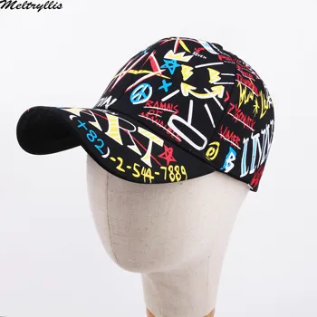 [Meltryllis]Naujas Vasaros Street Dance Hip-Hop Kepurės Porų Snapback Skrybėlę Grafiti Spausdinti Beisbolo Kepurė Vyrams, Moterims Casquette skrybėlę