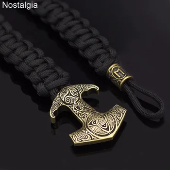 Nostalgija Vikingai Priedai Thor Hammer Mjolnir Triskele Trejybės Vyrų Odin Varnas Pulseira Viking Apyrankę Šiaurės Runos Granulių 