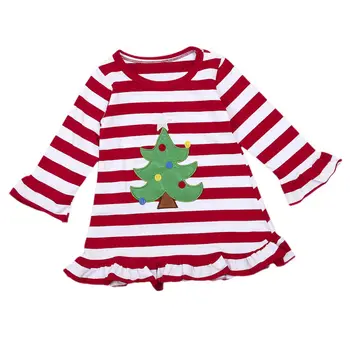 Citgeett Kalėdų Kūdikiams, Vaikams Baby Girl 2017 Dryžuota Suknelė Kalėdos Fuffle Medžių ilgomis Rankovėmis Drabužius Mielas Komplektus 1-6Y